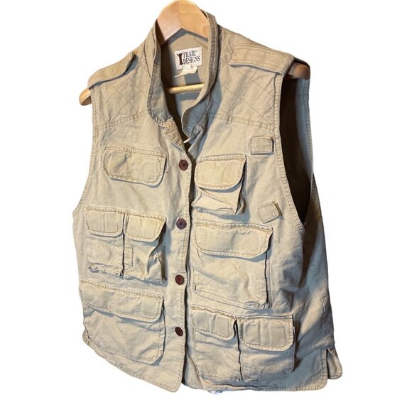 Vintage Trail Designs Tan Fishing Vest with  Lots of Pockets Sz L - Picture 3 of 10